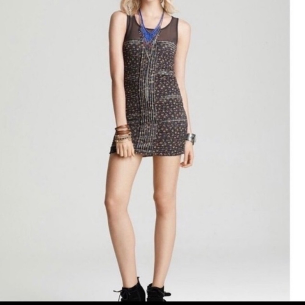 Free People floral mesh body con dress